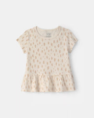 Toddler Girl Dot Relaxed Peplum Top - Cream