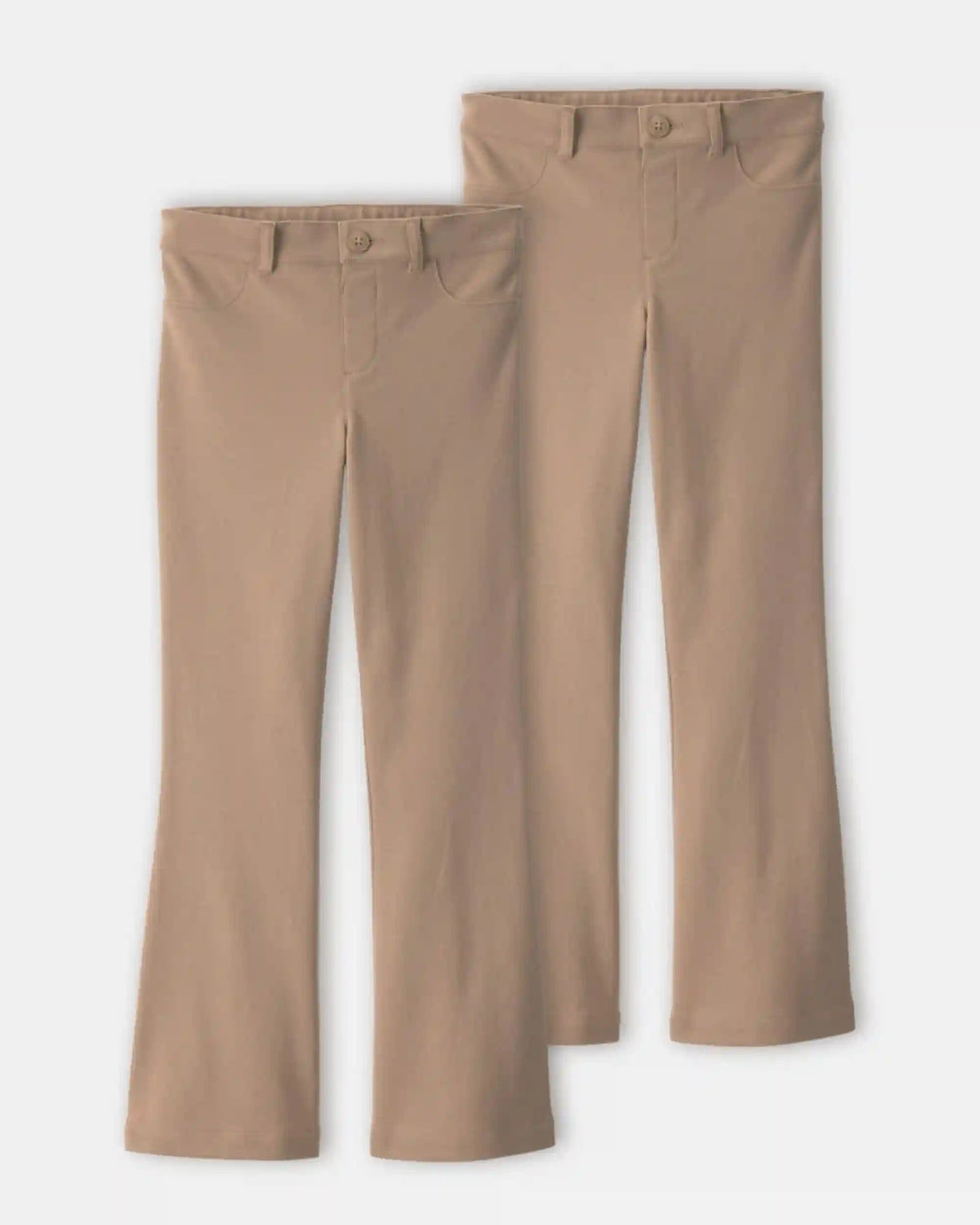 Girls 2-Pack Uniform Ponte Flare Pants - Khaki