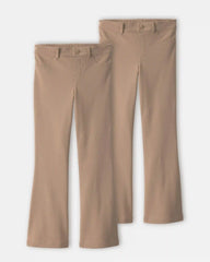 Girls 2-Pack Uniform Ponte Flare Pants - Khaki