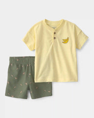 Baby Boy 2-Piece Banana Top & Short Set - Yellow/Green