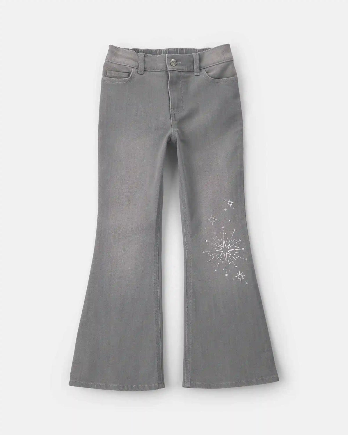 Girls Shine Denim Flare Jeans - Light Wash