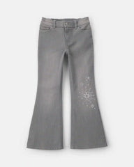 Girls Shine Denim Flare Jeans - Light Wash