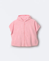 Toddler Girl French Terry Hooded Poncho Towel - Light Pink