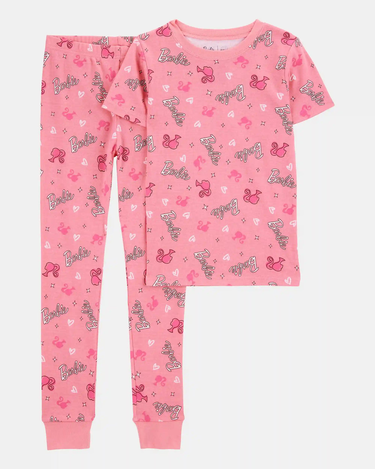 Girls Barbie Snug Fit Cotton 2-Piece Pajamas - Pink