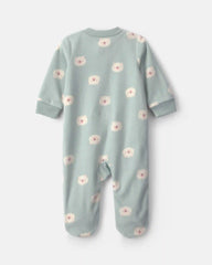 Baby Girl Bear Fleece 2-Way Zip Sleep & Play Pajamas - Green