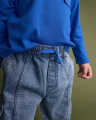 Toddler Denim Cargo Joggers in Avenue Wash - Blue
