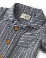 Baby Organic Cotton Gauze Romper in Stripes