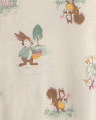 Baby Girl 4-Piece Country Chicken 100% Cotton Snug Fit Pajama Set - Blue/Cream
