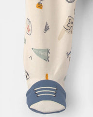 Baby Boy Sports 2-Way Zip Sleep & Play Pajamas - Ivory