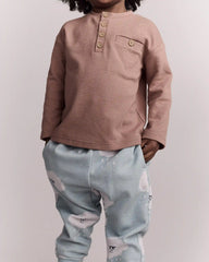 Toddler Boy Long Sleeve Henley - Mocha Brown
