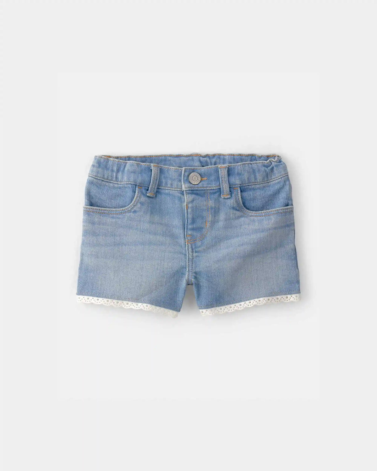 Toddler Girl Eyelet Trim Denim Shorts - Light Wash