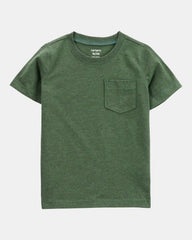 Baby Solid Short-Sleeve Pocket Tee - Dark Green