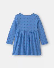 Toddler Girl Bow Long-Sleeve Dress - Blue