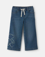 Toddler Girl Bear Denim Pull-On Jeans - Medium Wash