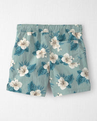 Boys Recycled Swim Trunks in Blue Hibiscus