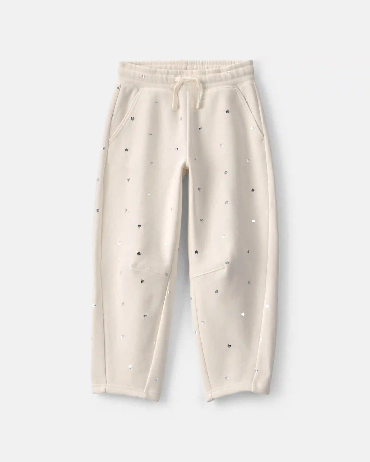 Girls Heart Fleece Barrel Pants - Cream