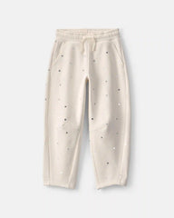 Girls Heart Fleece Barrel Pants - Cream