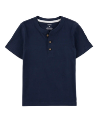 Baby Boy Short-Sleeve Henley Tee - Navy