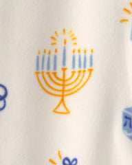 Baby Hanukkah 2-Way Zip DreamPlush Sleep & Play Pajamas - Cream