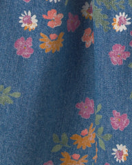 Baby Girl Floral Denim Short-Sleeve Dress - Dark Wash