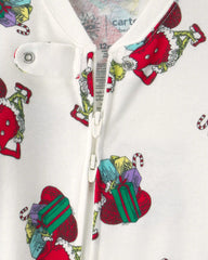 Baby 1-Piece Dr. Seuss™ The Grinch Christmas 2-Way Zip 100% Cotton Snug Fit Footed Pajama - Ivory