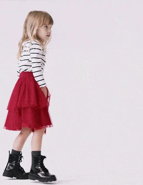 Toddler Girl Avenue Twirl™ Tiered Midi Skirt with Tulle - Red
