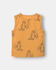 Toddler Boy Henley Tank in Fishing Tiger Print - Golden Yellow