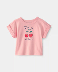 Baby Girl Cherry Top - Pink