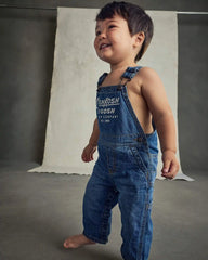 Baby Logo Denim Overalls - Dark Wash
