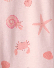 Toddler Girl Shell 100% Cotton Snug Fit 1-Piece Pajama - Pink