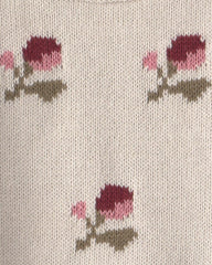 Baby Organic Cotton Sweater Knit Pullover in Wildflower Maize