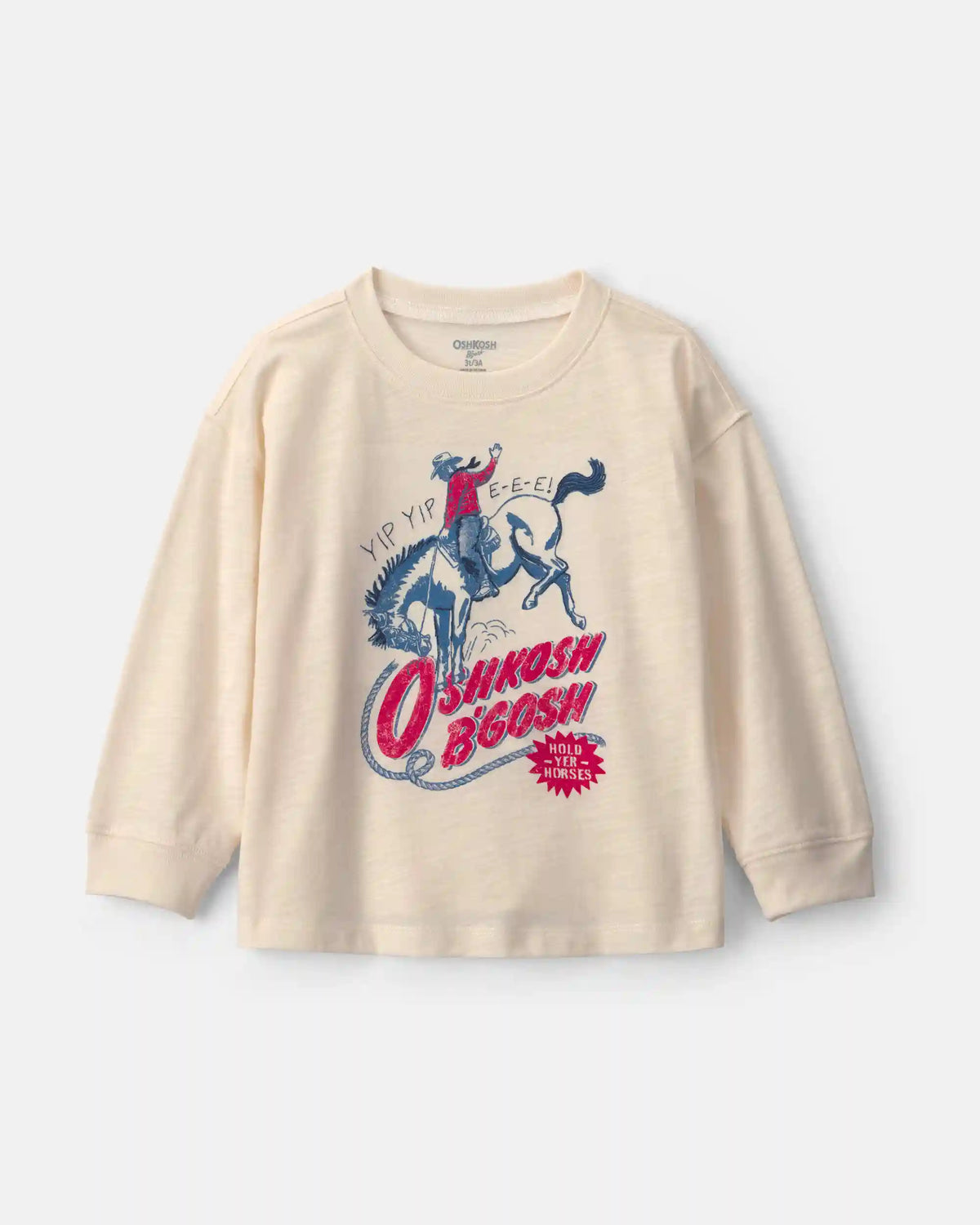 Toddler Boy Cowboy Long-Sleeve Graphic Tee - Cream