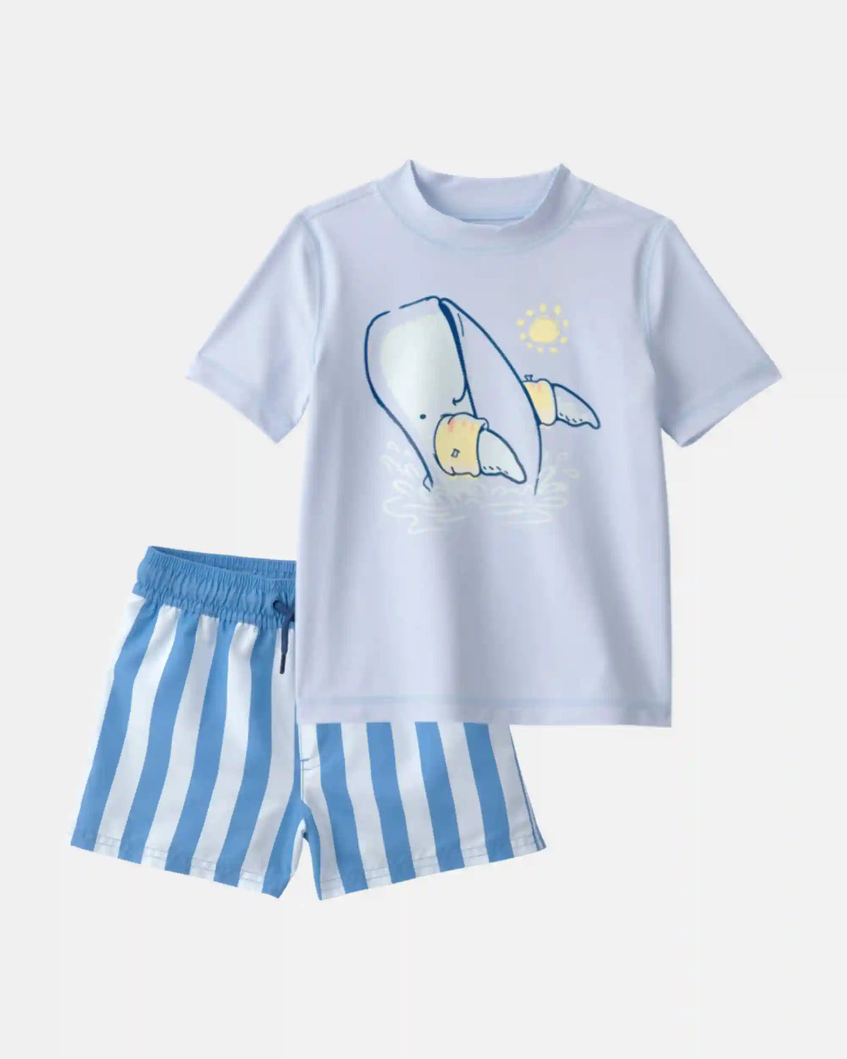 Toddler Boy 2-Piece Whale Rashguard & Swim Trunk Set - Blue