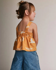 Toddler Girl Peplum Tank Top in Plant Print - Golden Yellow