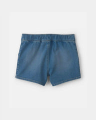 Girls Denim Button-Pocket Shorts - Medium Wash