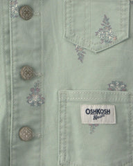 Baby Girl Floral Canvas Jacket - Green