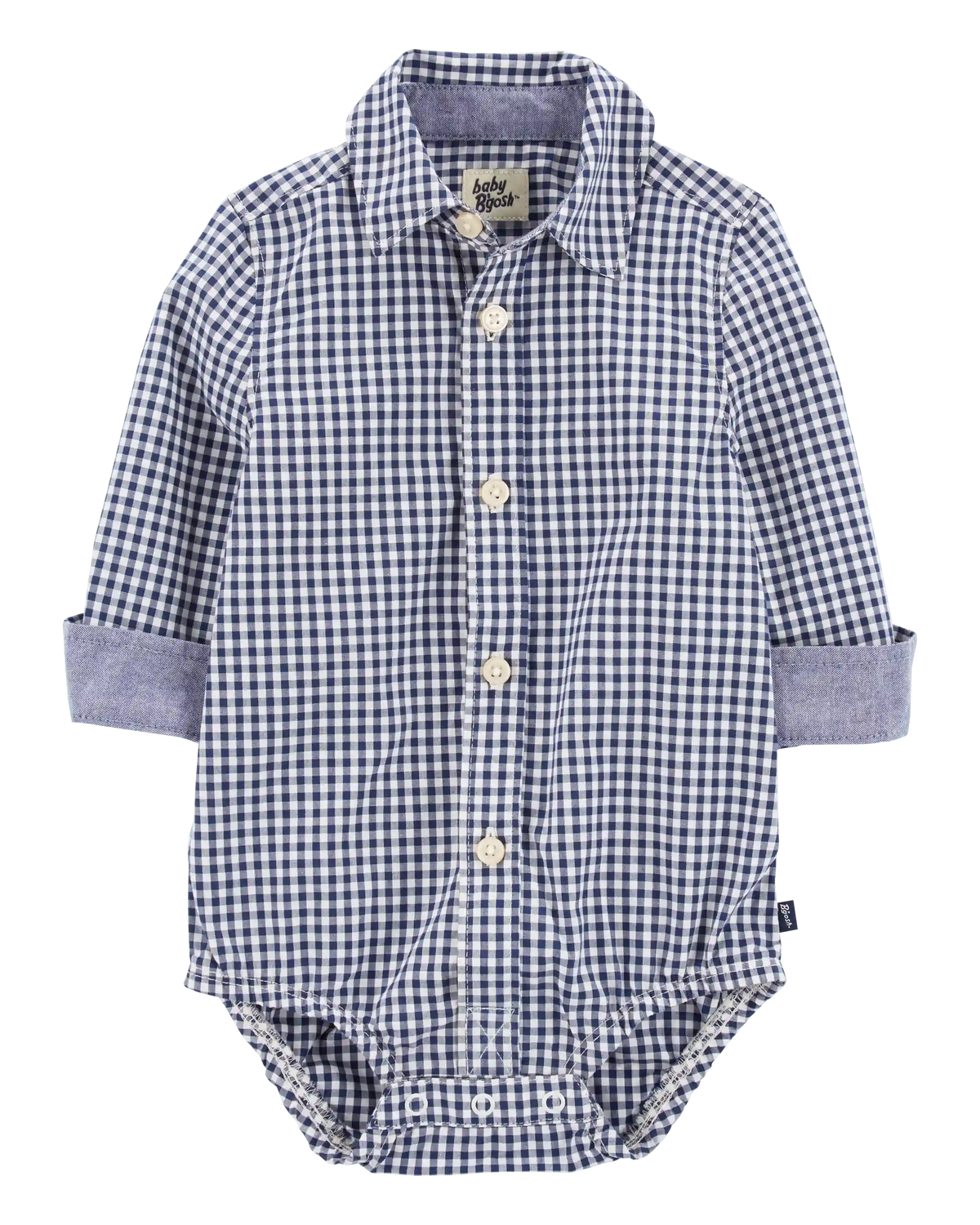 Baby Boy Gingham Print Button-Front Bodysuit