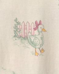 Toddler Girl 1-Piece Country Farm 100% Cotton Snug Fit Footed Pajama - Cream