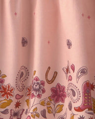 Baby Girl Floral Twill Long-Sleeve Dress - Pink