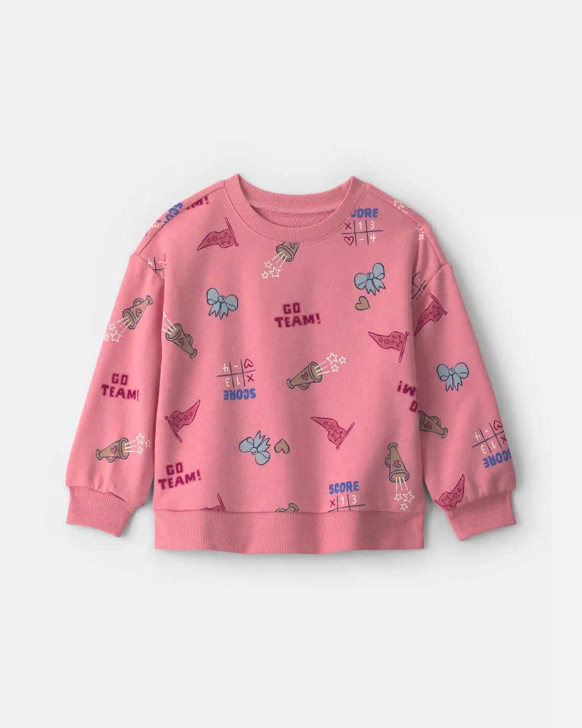 Toddler Girl School Spirit French Terry Pullover Sweatshirt - Pink