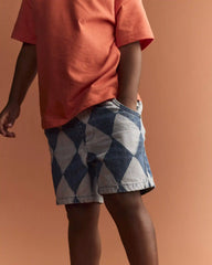 Toddler Boy Bermuda Shorts in Diamond Denim Print