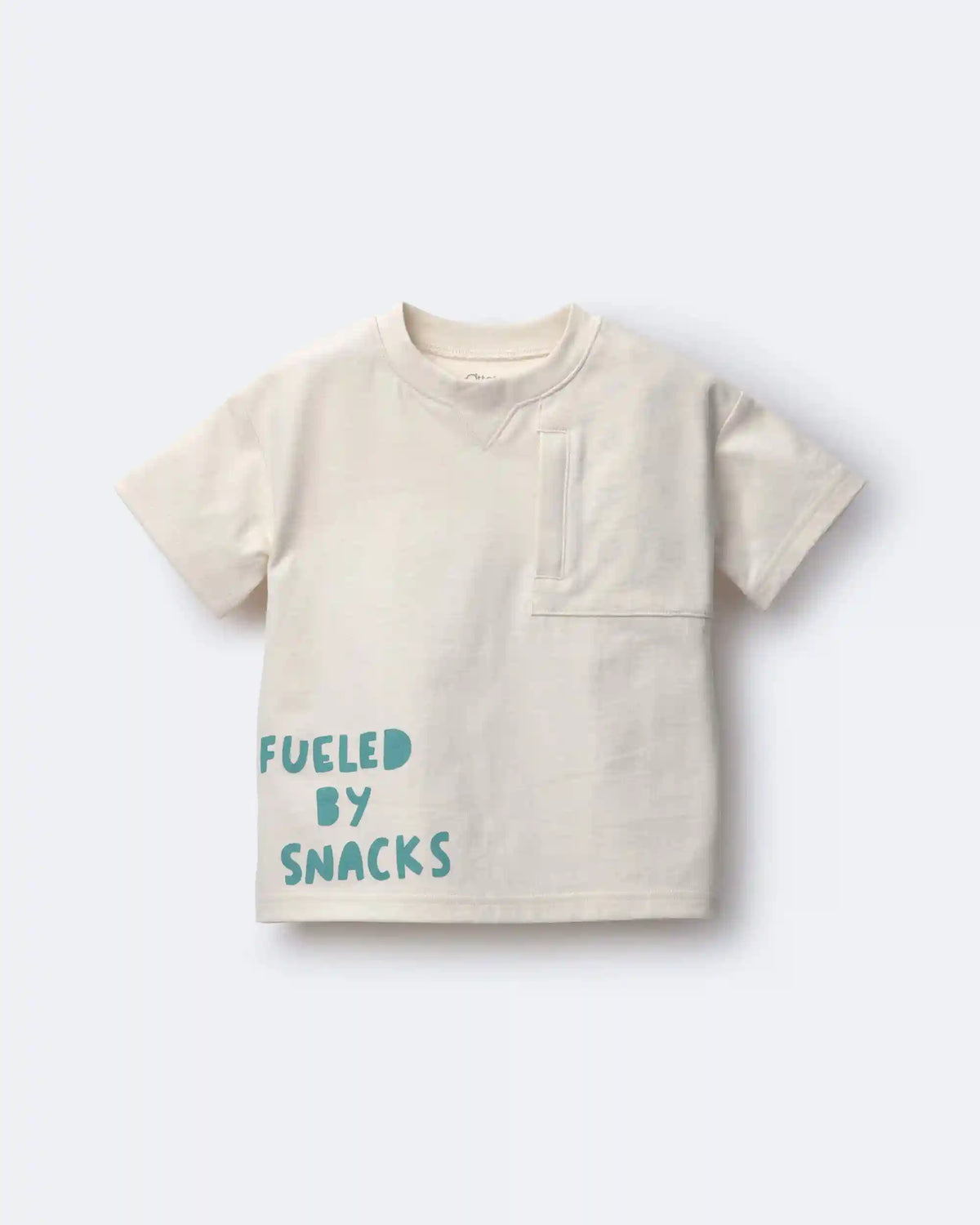 Toddler Boy 'Fueled By Snacks' Zipper Pocket Tee - Cream