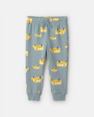 Toddler Boy 2-Piece School Bus French Terry Hoodie & Pant Set - Blue/Yellow
