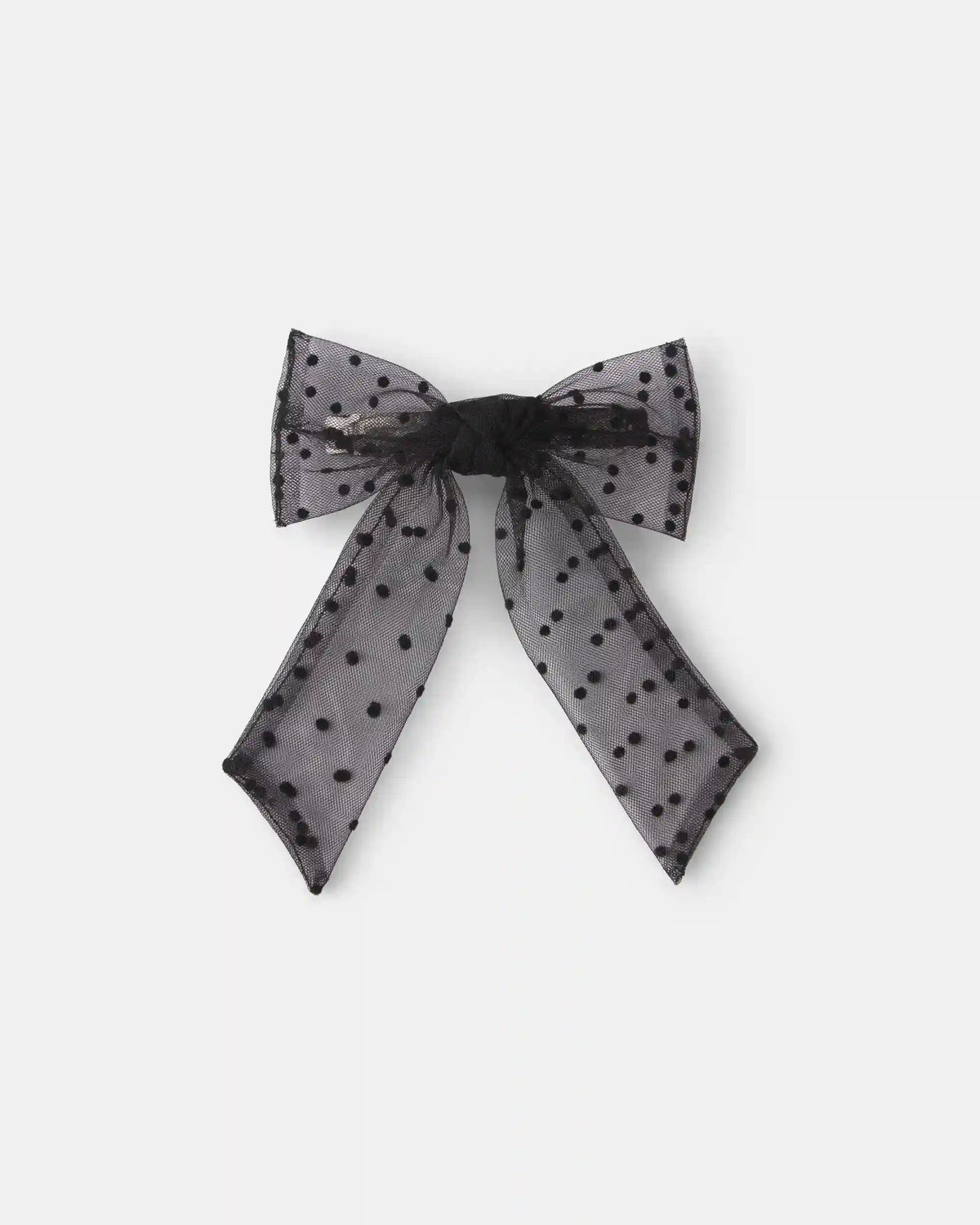 Toddler Girl Sheer Dot Bow Hair Clip - Black