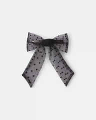 Toddler Girl Sheer Dot Bow Hair Clip - Black