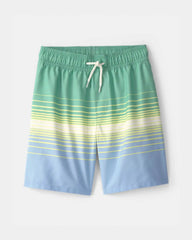 Boys Striped Swim Trunks - Green/Blue