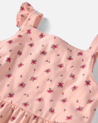 Toddler Girl Organic Cotton Tiered Dress in Blush Floral Print