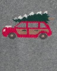 Toddler Boy Christmas Car Sweater - Grey