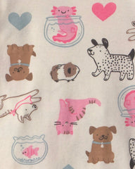 Baby Girl 4-Piece Pets 100% Cotton Snug Fit Pajama Set - Pink/Cream