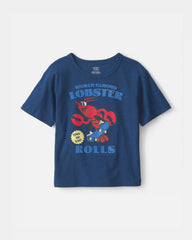 Boys 2-Piece Lobster Graphic Tee & Shorts Set - Navy/Red